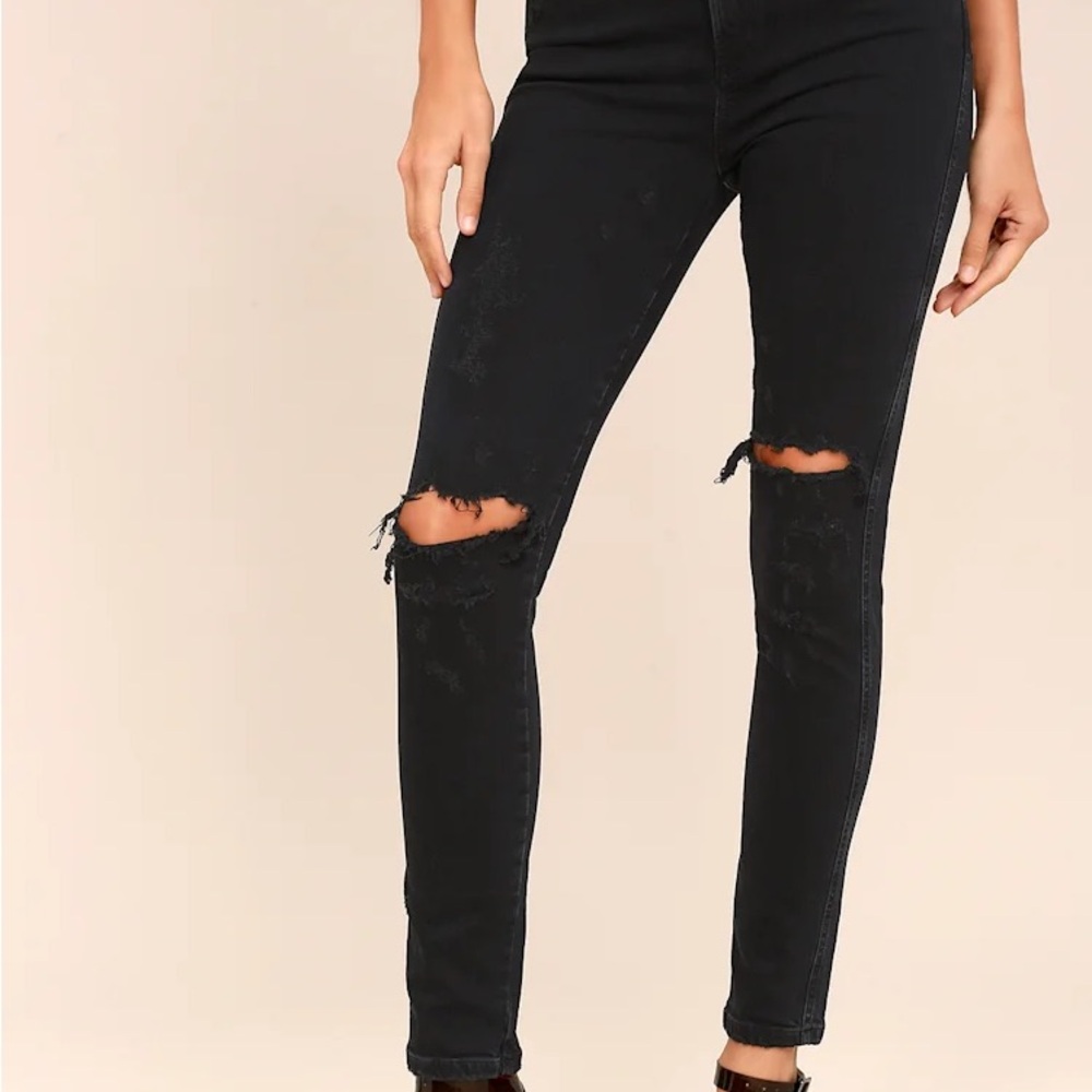 Agolde Ripped Black High Rise Roxanne Skinny Jeans - Picture 4 of 4